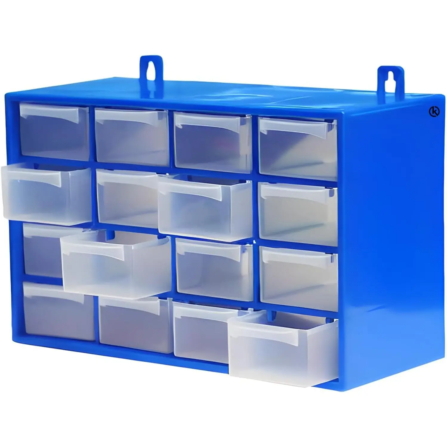 Trieur mural modulaire empilable C.A, 27x17x12,5 cm, 16 tiroirs, rangement de petits outils, vis, cadre en polypropylène, tiroirs transparents