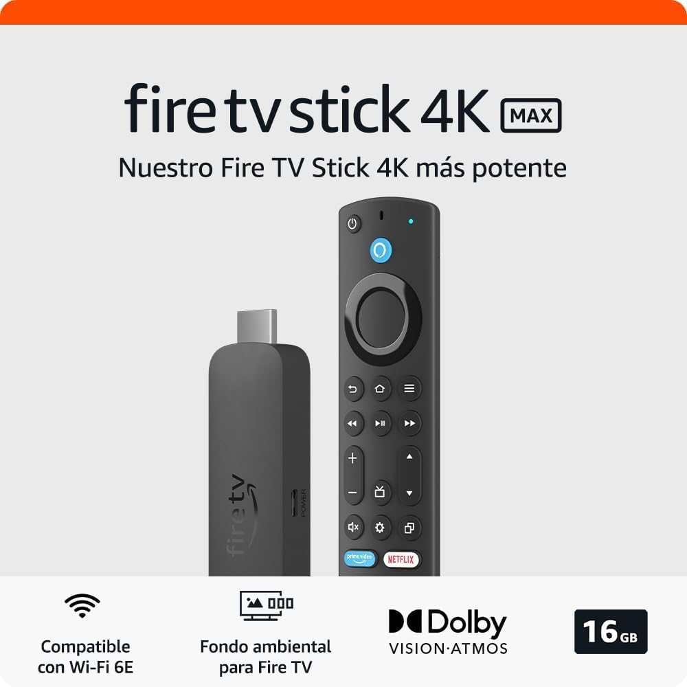 Amazon Fire TV Stick HD, 4K PLUS y 4K MAX – Streaming en Full HD y Ultra HD con Dolby Vision, HDR10+, Dolby Atmos, Wi-Fi 6, Control por Voz Alexa y Mando Incluido