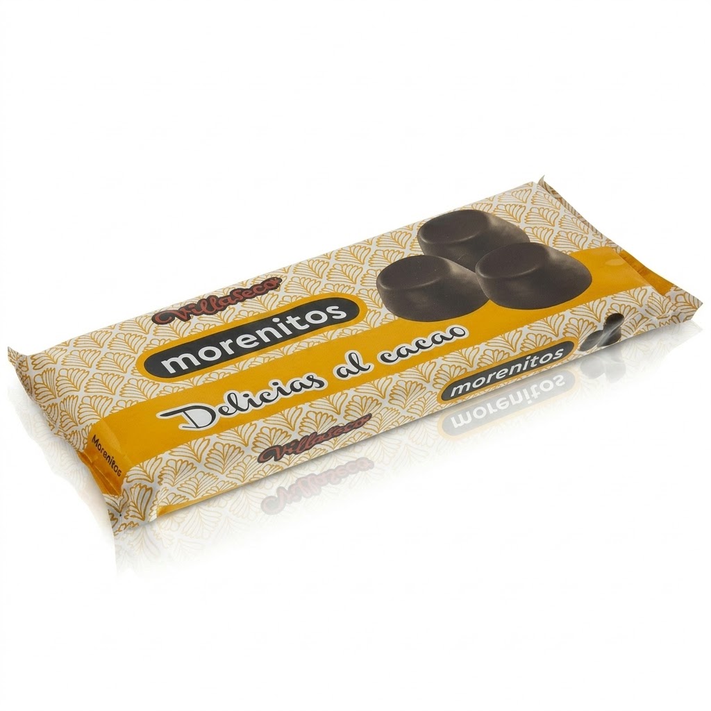 Morenitos Villaseco: Caja de 14 paquetes de 200g. Deliciosas galletas cubiertas con sabor a cacao, perfectas para disfrutar en familia o compartir en cualquier momento. ¡Pruébalas ya!