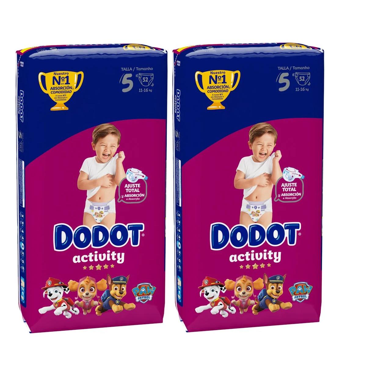 PACK DE 2  -  Dodot Activity  Talla 5 Pañales Bebé (104 unidades)