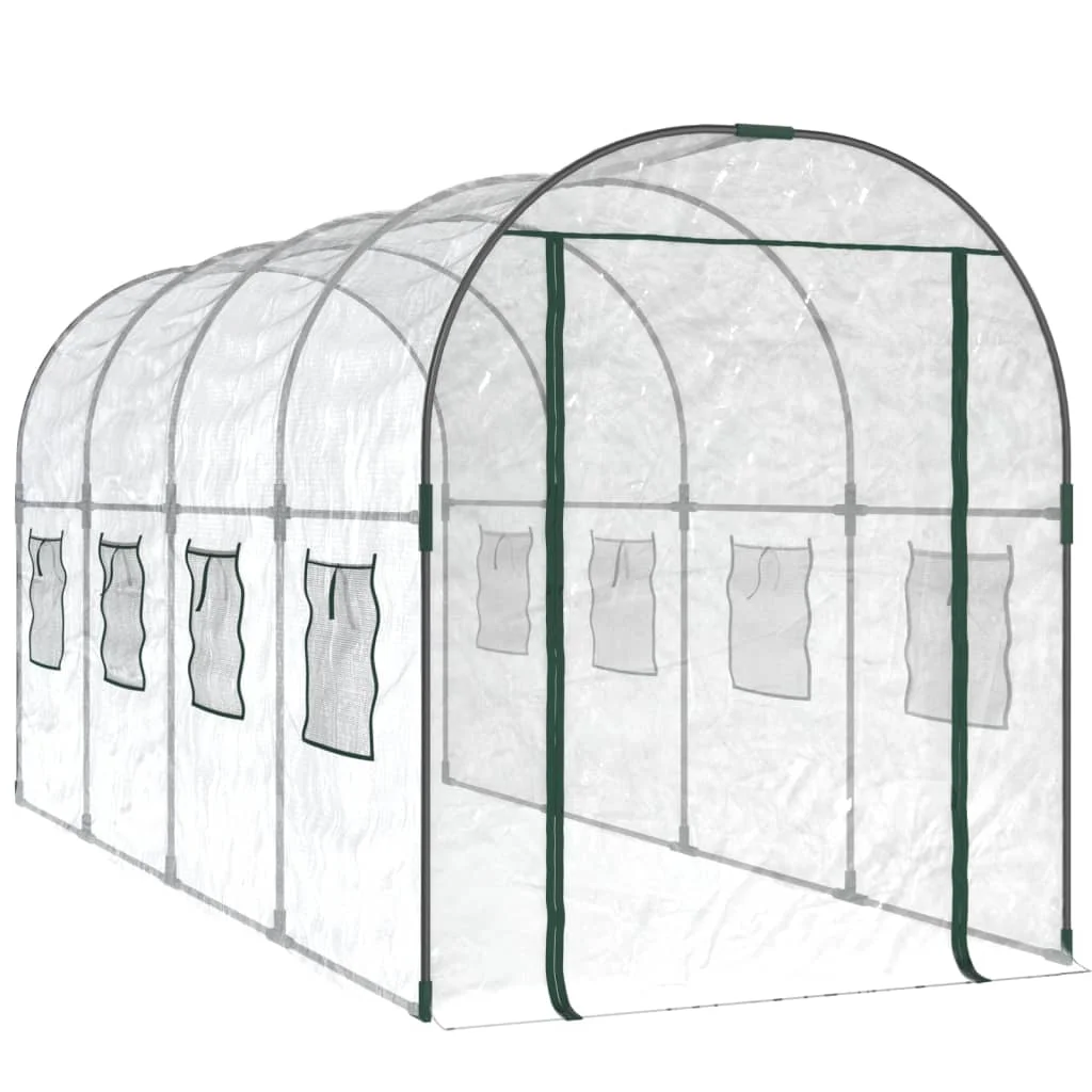 Vidaxl greenhouse pvc painted steel transparent powder 160x400x190cm