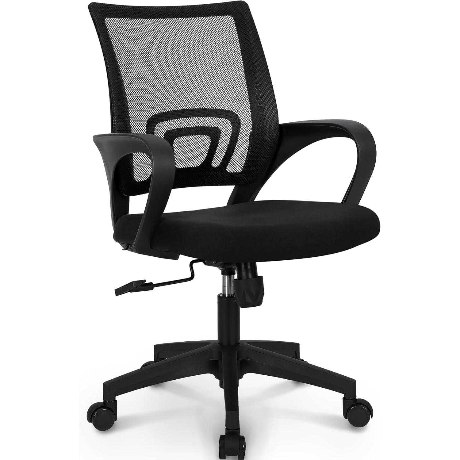 JUPPLIES Silla Escritorio Ergonomica - Silla Oficina con Apoyo Lumbar, Estructura de Acero, Malla Transpirable, Ruedas Giratorias 360° Soporta hasta 120kg (Ergonómica sin reposacabezas)