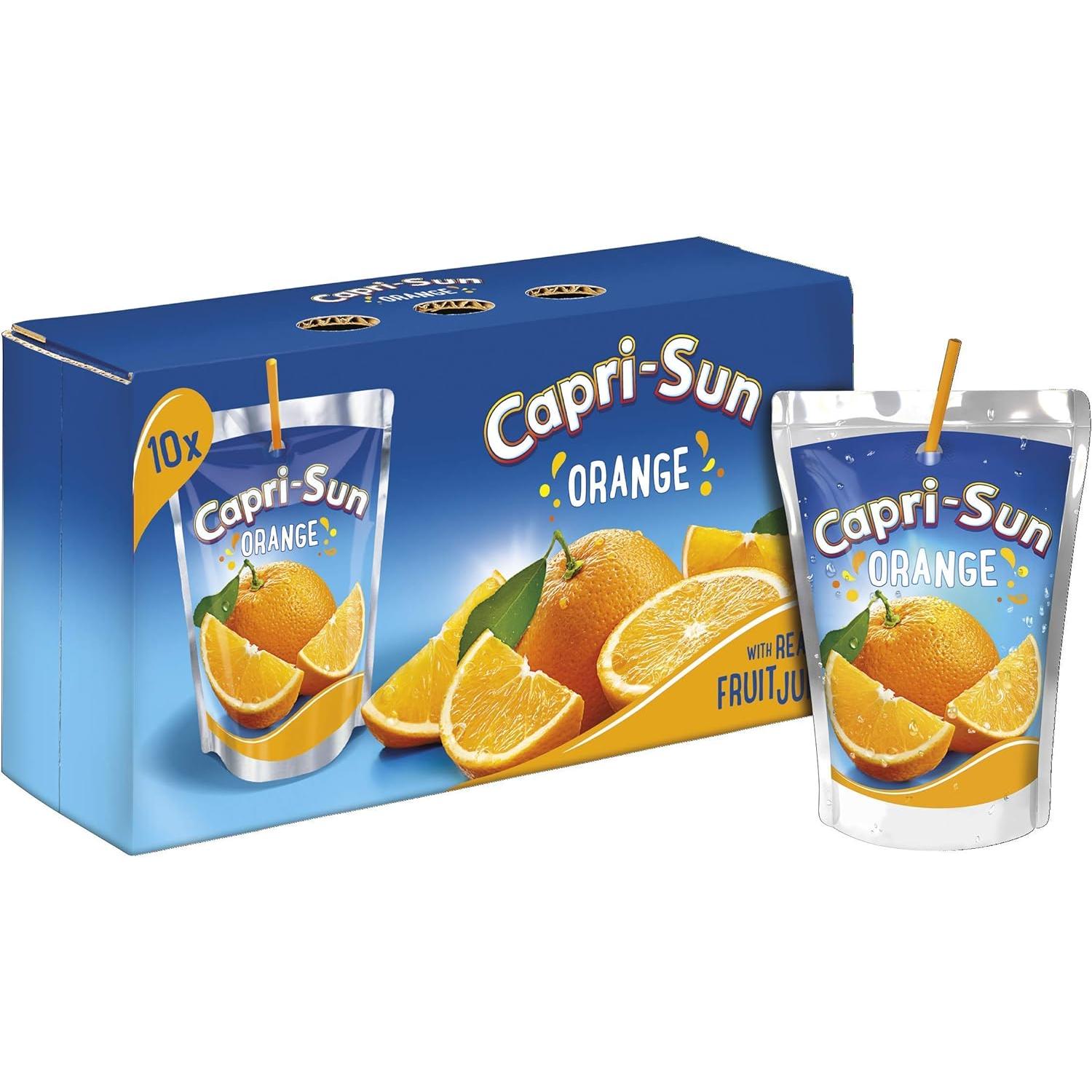 Sumos Capri Sun - 10 Unidades - Sumos Capri-Sun Laranja - Tropical - Cereja - MultiVitaminas - MultiFrutas - Selva - Safari - Sumos Capri Sun 7 Sabores - 200 ml