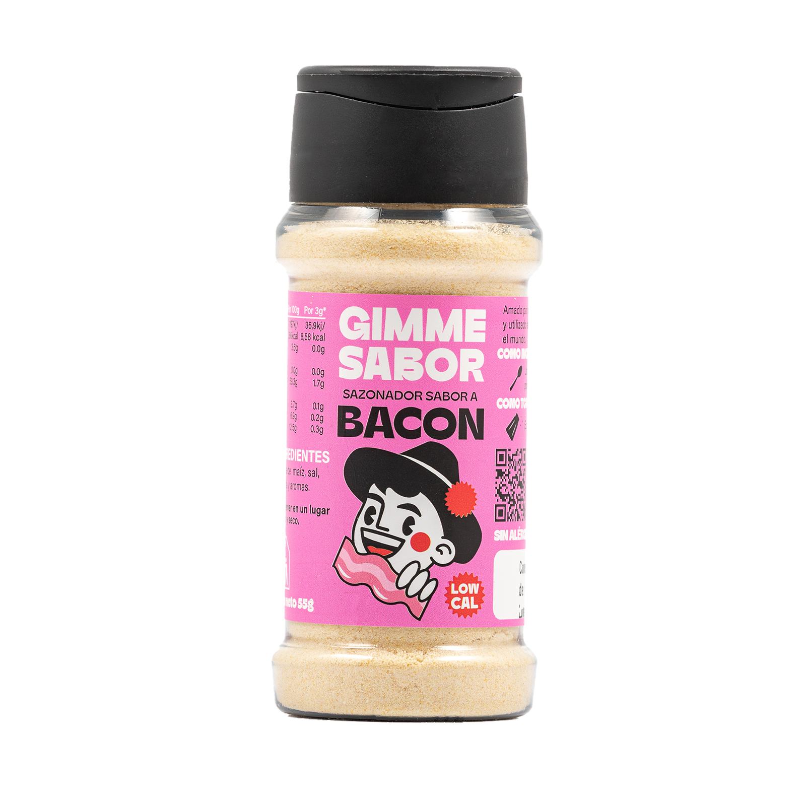 GIMME SABOR Sazonador vegetal sabor BACON, Sin glutamato ni alérgenos y bajo en calorías