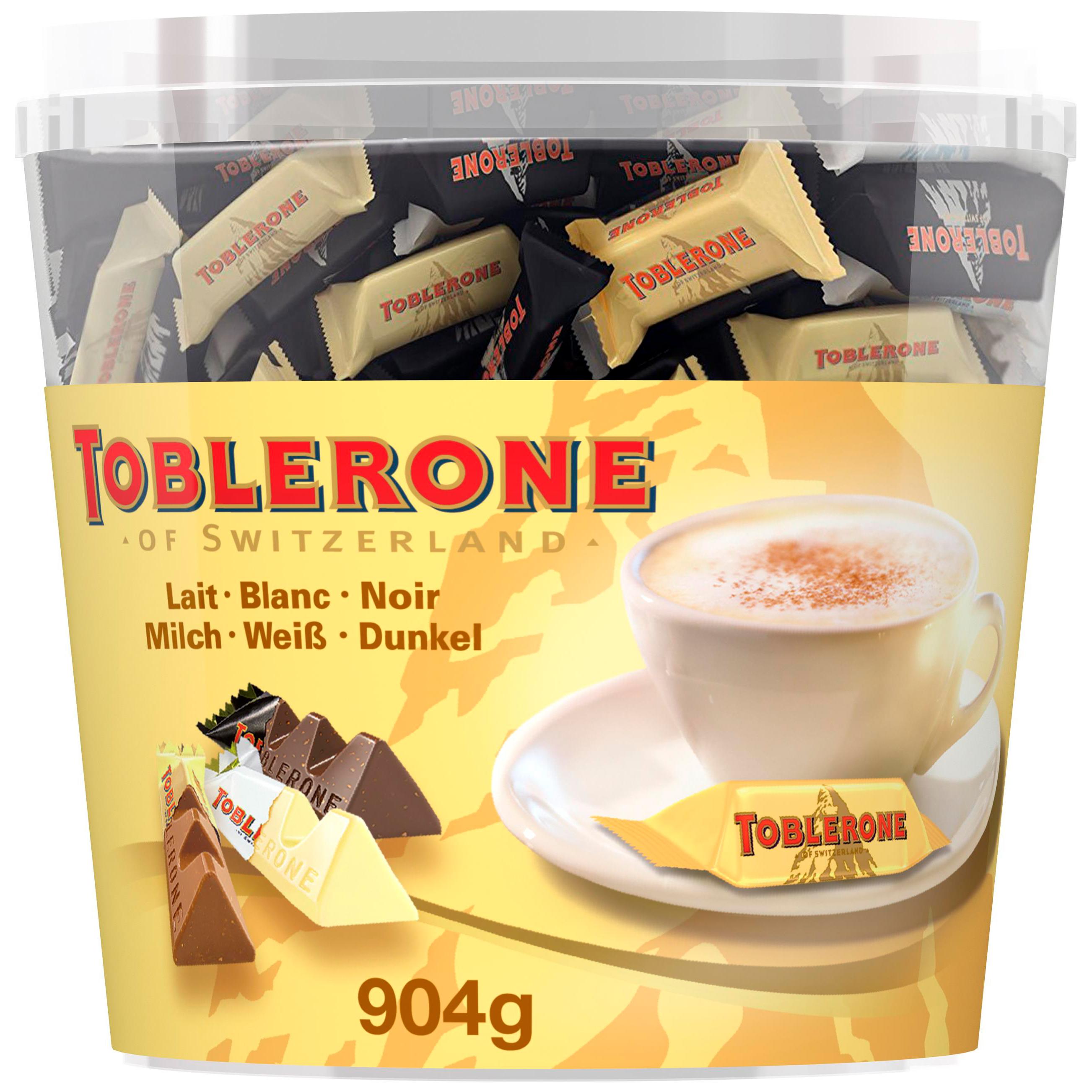 Toblerone Mini Surtido - 103 Unidades - Toblerone Mini Chocolate Suizo Mix de Sabores: Chocolate con Leche, Chocolate Blanco y Chocolate Negro con Nougat de Miel y Almendras 904g