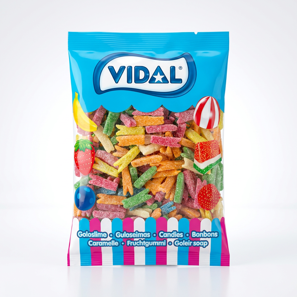 Vidal Gominolas Pinzas Ácidas Sour - Bolsa Aprox. 250 Uds - Chuches Ácidas Vibrantes para Fiestas, Candy Bars y Eventos - Sabor Intenso