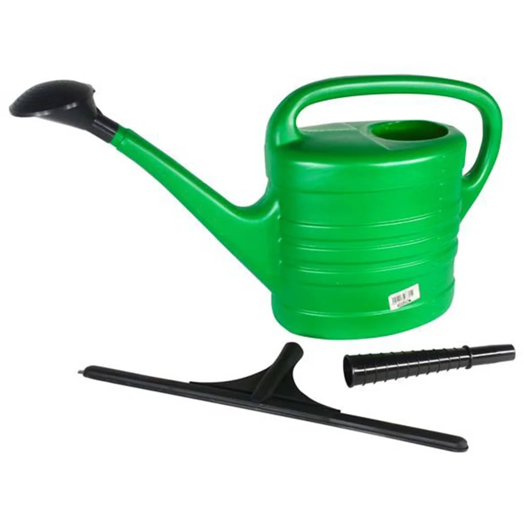Nature Green Watering Can Kit 13L, made of UV-resistant plastic, features a wide nozzle for 50 cm water distribution, ideal for efficient garden watering and plant care.