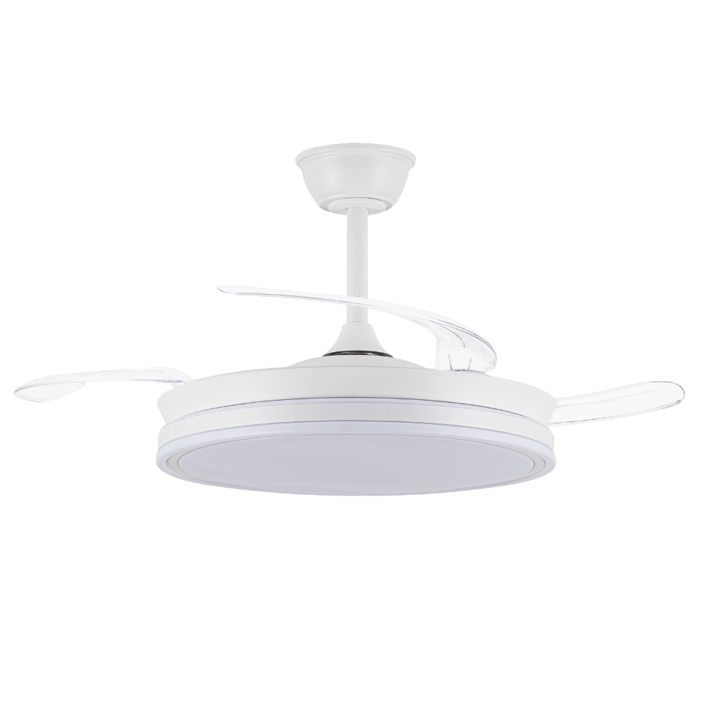 BEST SELLER Ventilador de teto com motor DC de 6 velocidades, com SMART APP Tecnologia Led 72W CCT 7920 Sistema de lúmens, Comando à distância com temporizador, LUZ AJUSTÁVEL em cor e intensidade, MEMÓRIA ultra silenciosa motor inverter verão/inverno.