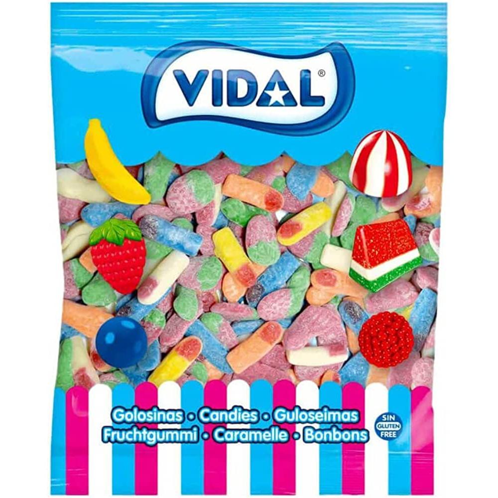 Vidal Golosinas. Megasurtido ácido de dedos, fresas y pies ácidos. Bolsa de 1kg
