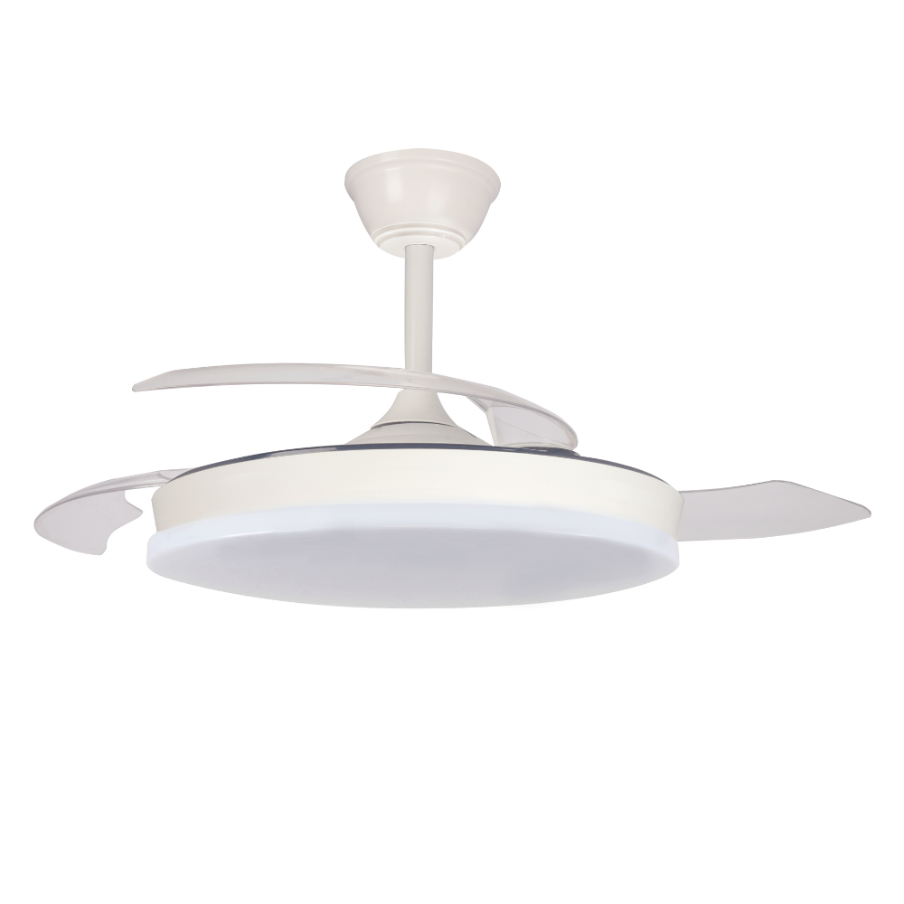 Ventilador de Techo Arpon Blanco con Aspas Retráctiles, Motor DC Ultra Silencioso, LED Regulable CCT 3 Tonos de Luz, 6 Velocidades, Función Verano Invierno, Temporizador, Mando y Smart App según modelo, 91cm 107cm 122cm y music. muy silencioso