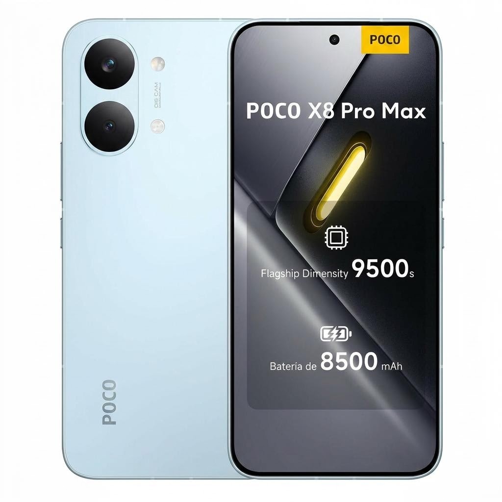 XIAOMI POCO X8 Pro MAX Móvil- 12+256GB,12GB+512GB Dimensity 9500s, batería de 8500 mAh, Sensor Light Fusion 600 de 50MP con OIS, Cargador no Incluido (Versión ES)