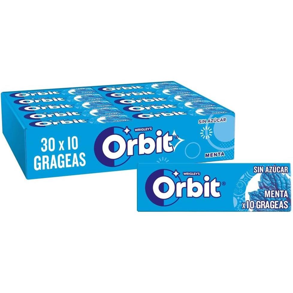 Orbit Chicles - Sin Azúcar - Sabor Menta - Formato Gragea (30 x 10 chicles)