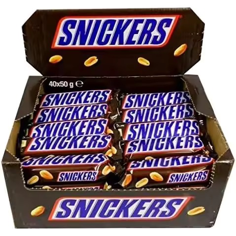 Chocolate Snicker 40x50gr - 40 Barritas de Chocolate con Caramelo y Cacahuetes