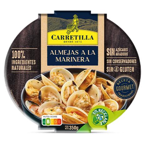 CARRETILLA Almejas a la Marinera 7 Unidades 350 GR Sin Gluten 100% Ingredientes Naturales Sin Conservadores Sin Azúcares Añadidos