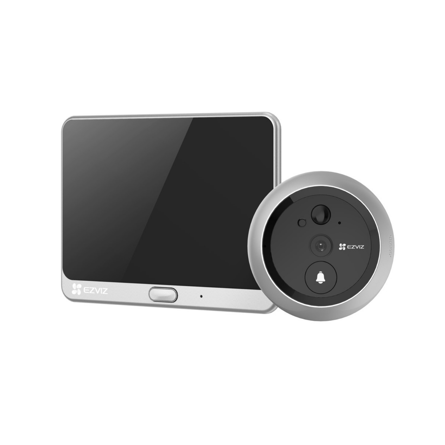 Ezviz Mirilla inteligente DP1C, pantalla LCD 4.3", timbre, plata y negro