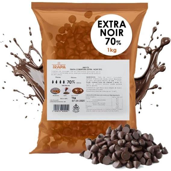 Coberturas de Chocolate Trapa - Bolsa Kilo - 70% Negro - Extra Leche - Chocolate Blanco - Sin Azucar - 52% Negro - Especial Reposteria - Gotas de Chocolate