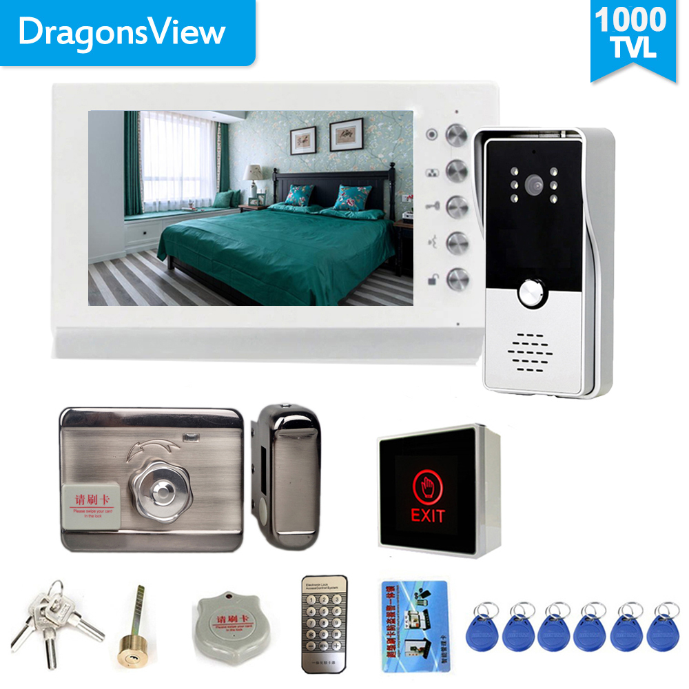 Dragonsview-Sistema de intercomunicación para videoportero, 7 pulgadas, panel de intercomunicación para puerta de vídeo en blanco/negro, para llamada de casa privada