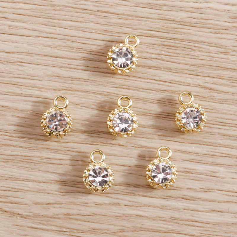 8 pçs 4*7mm cristal brilhante mini encantos pingentes para fazer colar brincos pulseiras jóias artesanais decorações