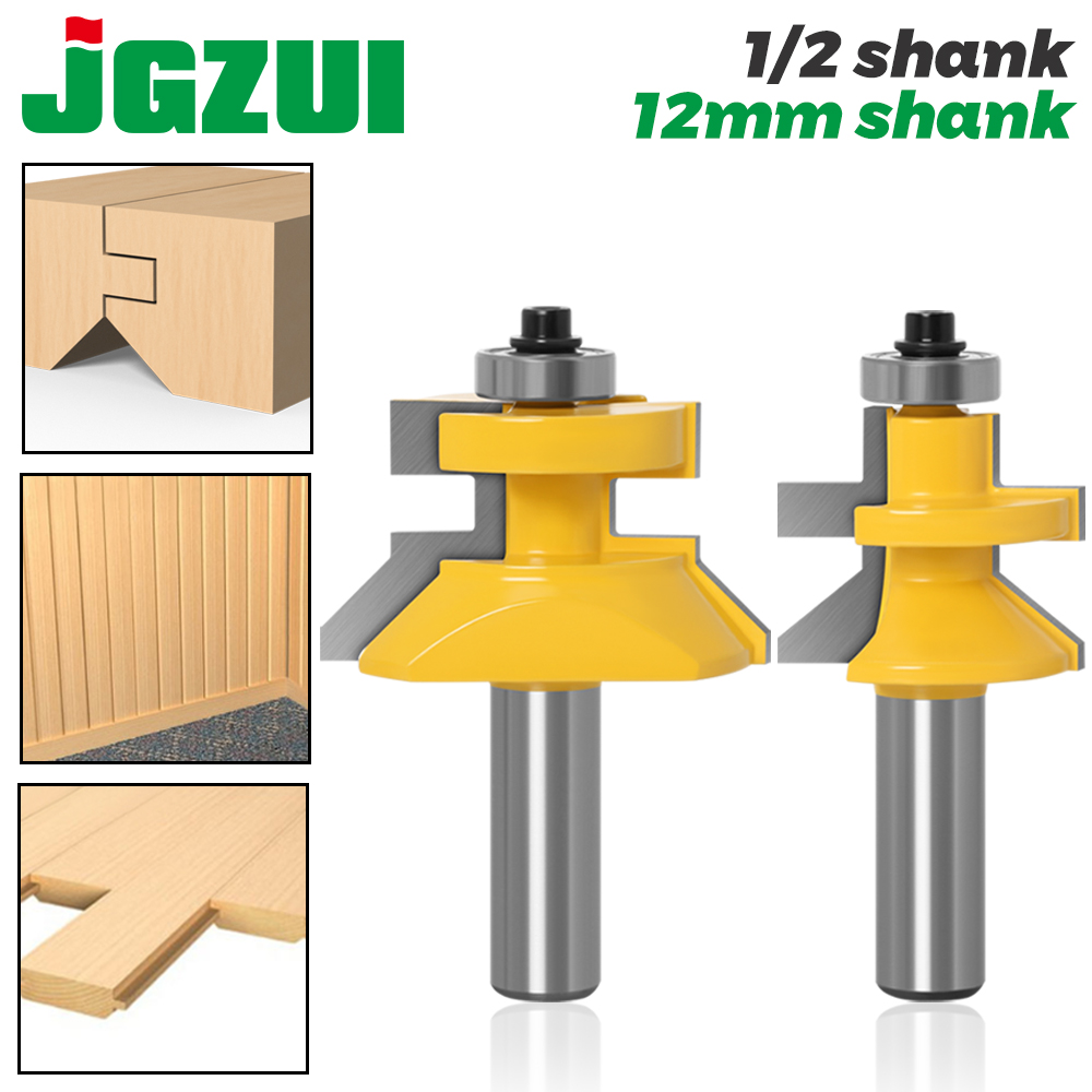 2 szt. 1/2 "12mm 8mm chwyt V rowek i dopasowany zestaw frezów z językiem z łożyskami kulkowymi premium frez do obróbki drewna
