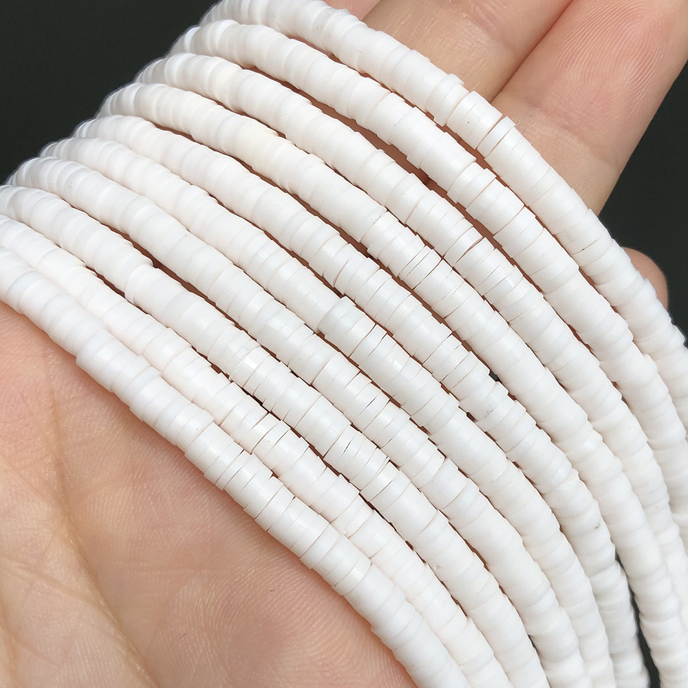 4/6mm White Polymer Clay Beads Bohemian Soft Pottery Spacer Beads for Jewelry Making Handmade Diy Charms Bracelets Necklace 15"