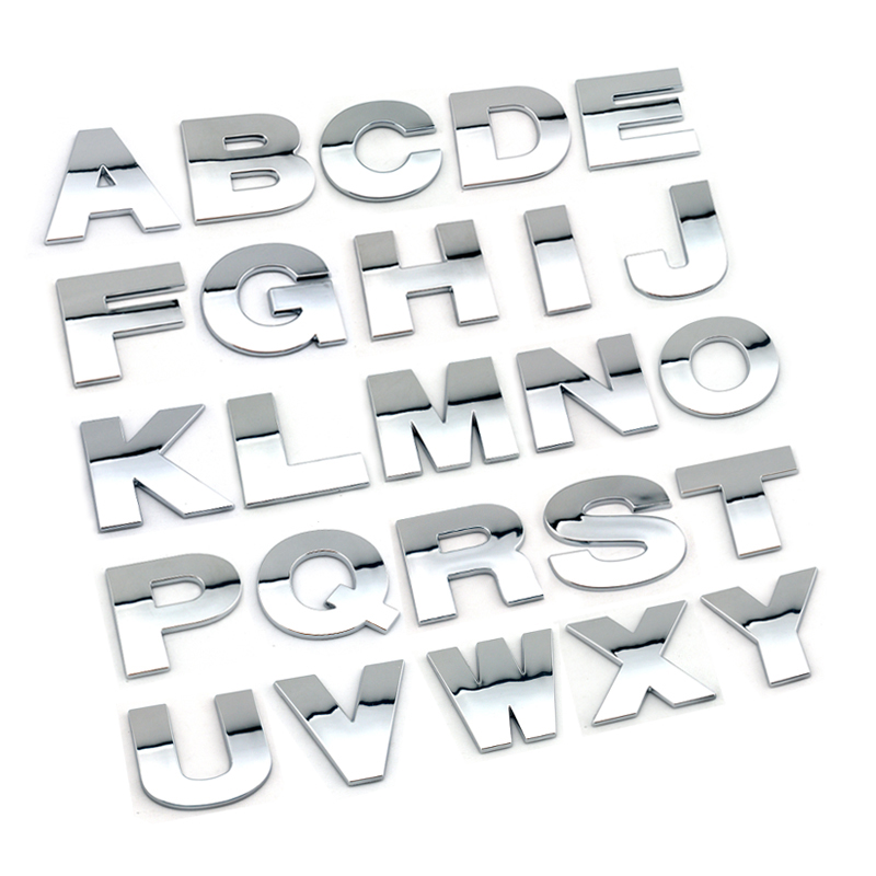 DIY 50mm hoge grote plastic 3d chroom letters zelfklevende Alfabet auto stickers auto teken Auto accessoires Decoratie