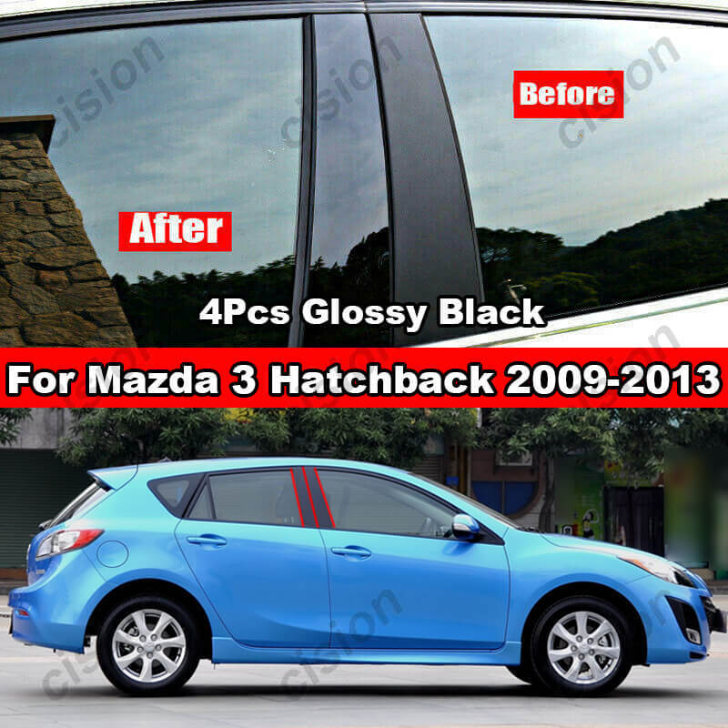 4/10x Carbon Fiber Zwarte Deur Venster Kolom Bc Pijler Post Cover Trim Pc Materiaal Sticker Voor Mazda 3 axela Hatchback 2009-2019
