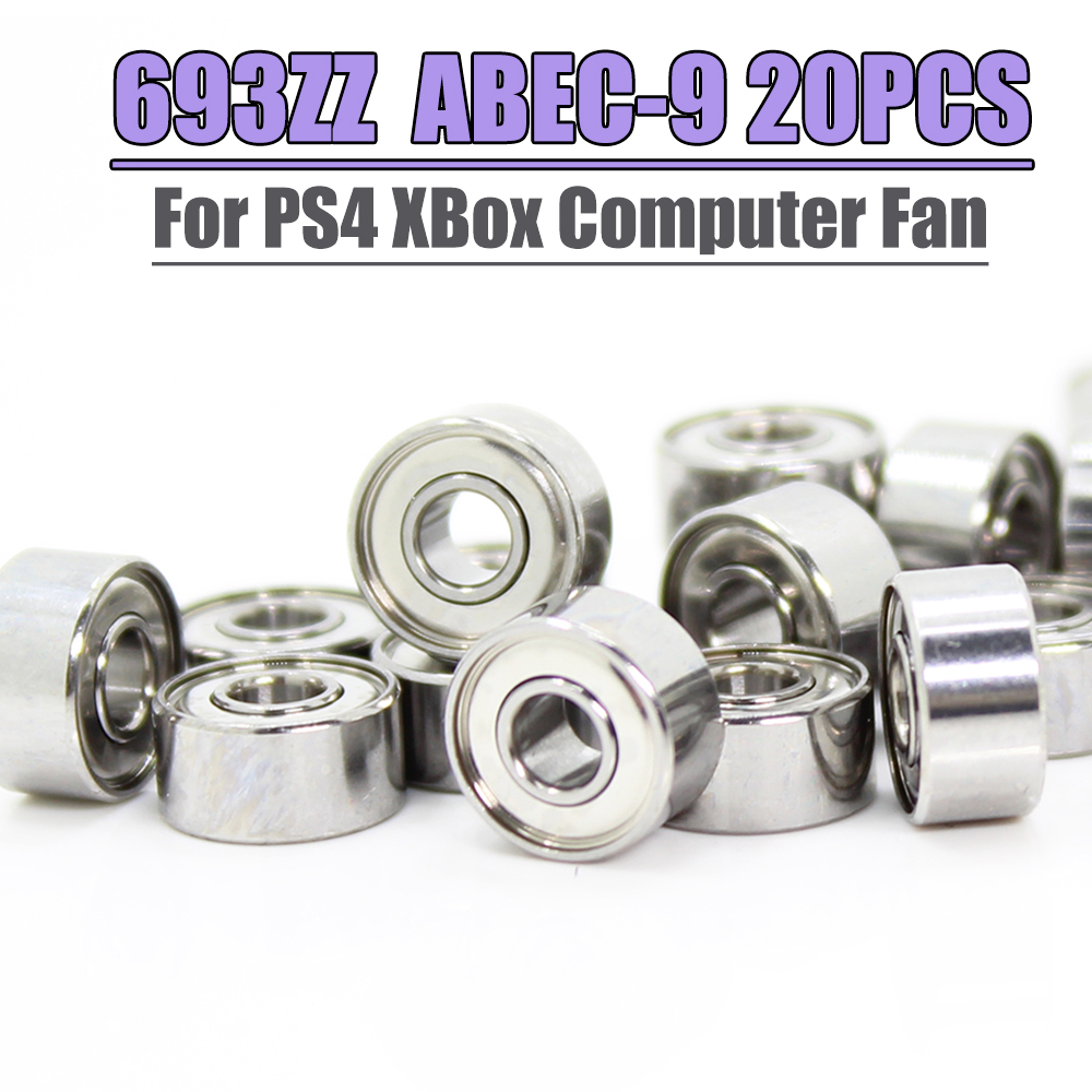 693ZZ Cuscinetto 3x8x4mm 20PCS ABEC-9 Ventole di raffreddamento del computer Cuscinetti a sfere 693 ZZ Ventole della cassa di raffreddamento R-830zz Riparazione FIX per PS4 XBox