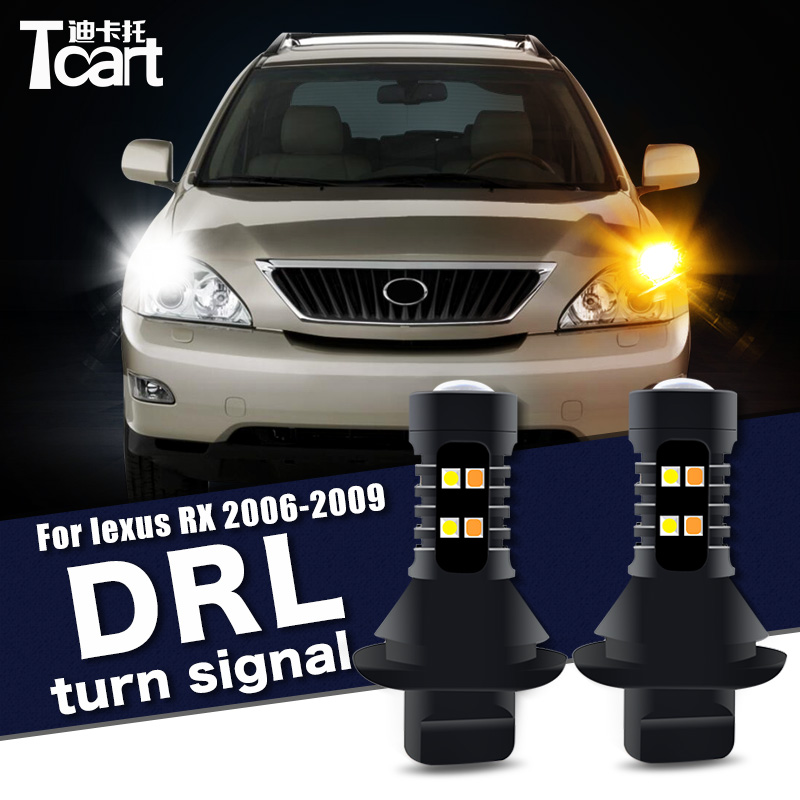 Auto Accessoires 7440 W21W WY21W T20 Voor Lexus RX 350 RX350 (XU30) 2004-2009 Led-dagrijverlichting Turn drl 2in1