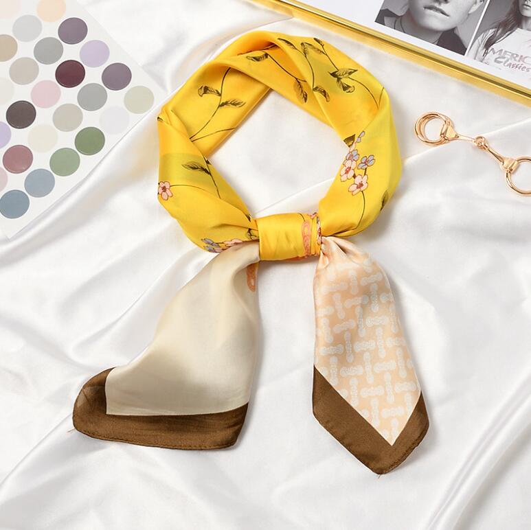 Lenço quadrado para mulheres 70*70cm estampado com flores gentis cachecol bandana faixa de cabeça feminina lenço de pescoço fashion