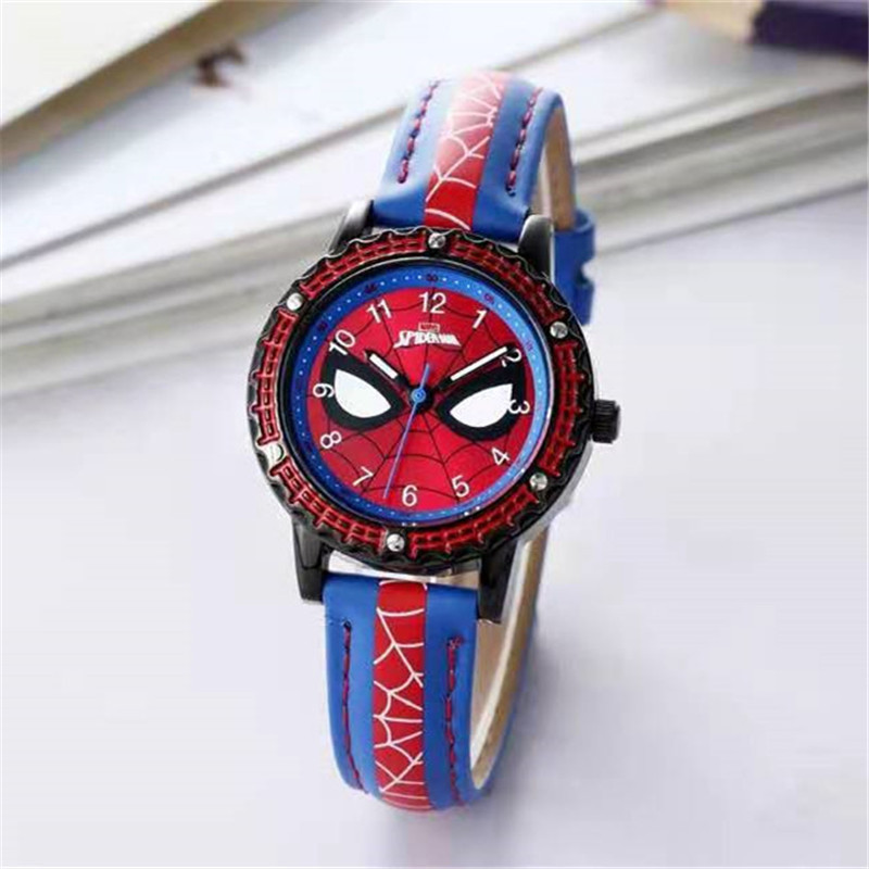 Crianças dos desenhos animados relógio menino escola primária estudante relógio spiderman relógio de quartzo ponteiro luminoso relógio de pulso do menino
