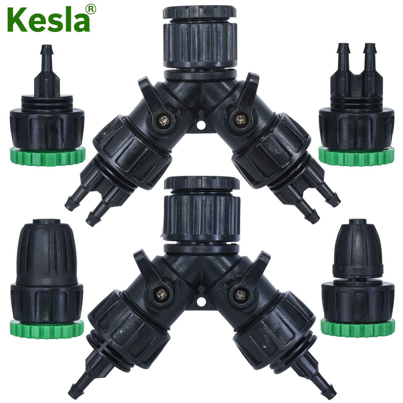 KESLA Gardens Złączka rozdzielacza węża kranowego 1/2'' 3/4'' do 1/4'' 3/8'' 1/2'' 16mm 8/11mm Zaczep do rur 2-drożny 4-drożny Narzędzie do rur