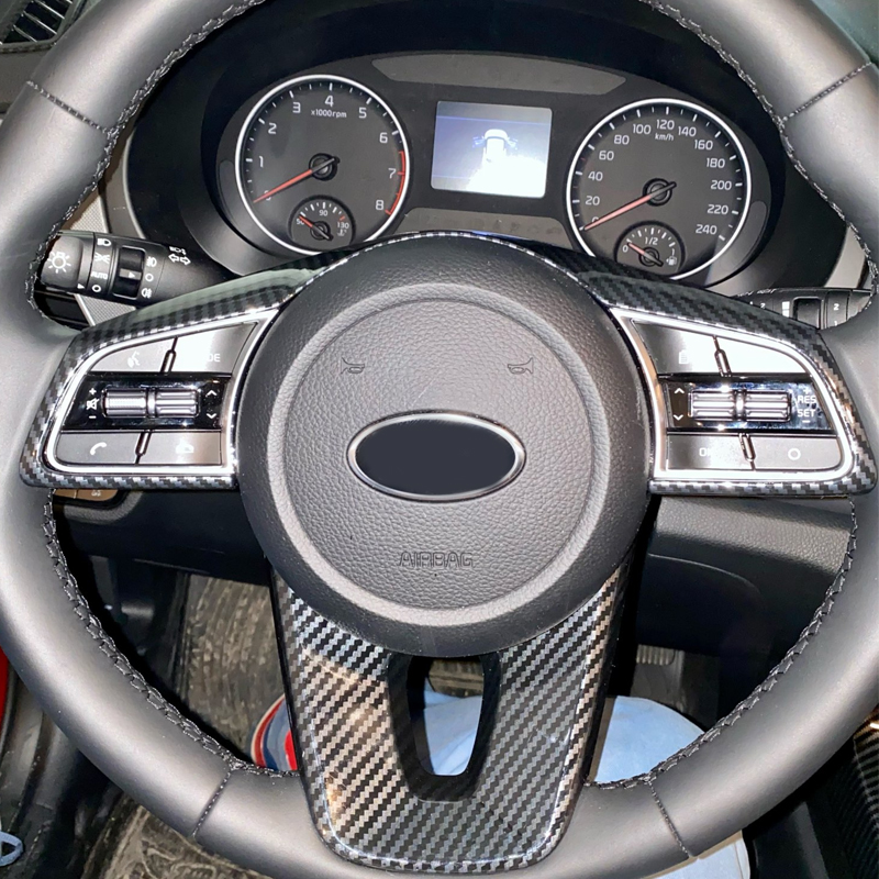 Voor Kia Cerato K3 Seltos 2019 2020 Abs Rood/Carbon Fiber Stuurwiel Decoratie Cover Trim Stuurwiel Panel frame Sticker