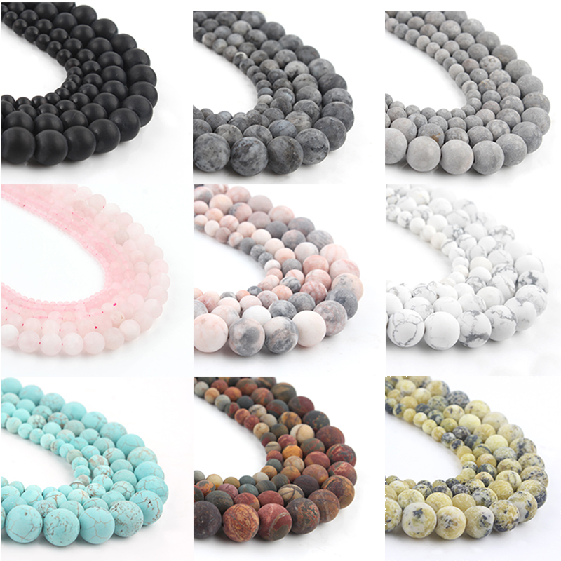 45 styles de perles en pierre naturelle, vernis mat, Agata Picasso, Howlite, quartz, pour la fabrication de bijoux, bracelet à bricoler soi-même, perles minéraux
