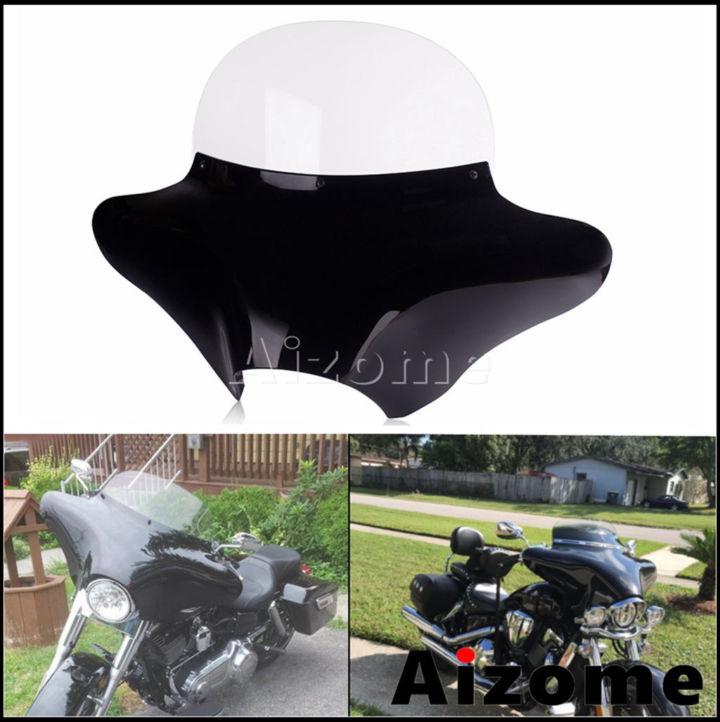 Kaca Depan Fairing Depan Sayap Kelelawar Sepeda Motor Universal untuk Harley Road King Softail Fatboy Suzuki Honda Yamaha Cruiser