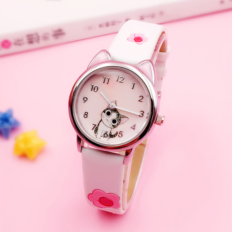 UTHAI CQ86 Relojes para niños Reloj para niños Cálido Pequeño Lindo Gato Queso Frío Casa Privada Gato Lindo Dibujos Animados Estudiante Reloj de Cuarzo