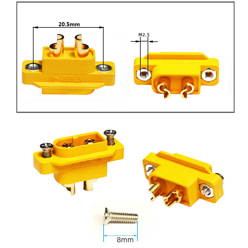 1/3/5Pcs XT60E-M XT60E1-M Mountable Fixed XT60 Male Connector Plug for Racing Models Multicopter DIY Spare Parts