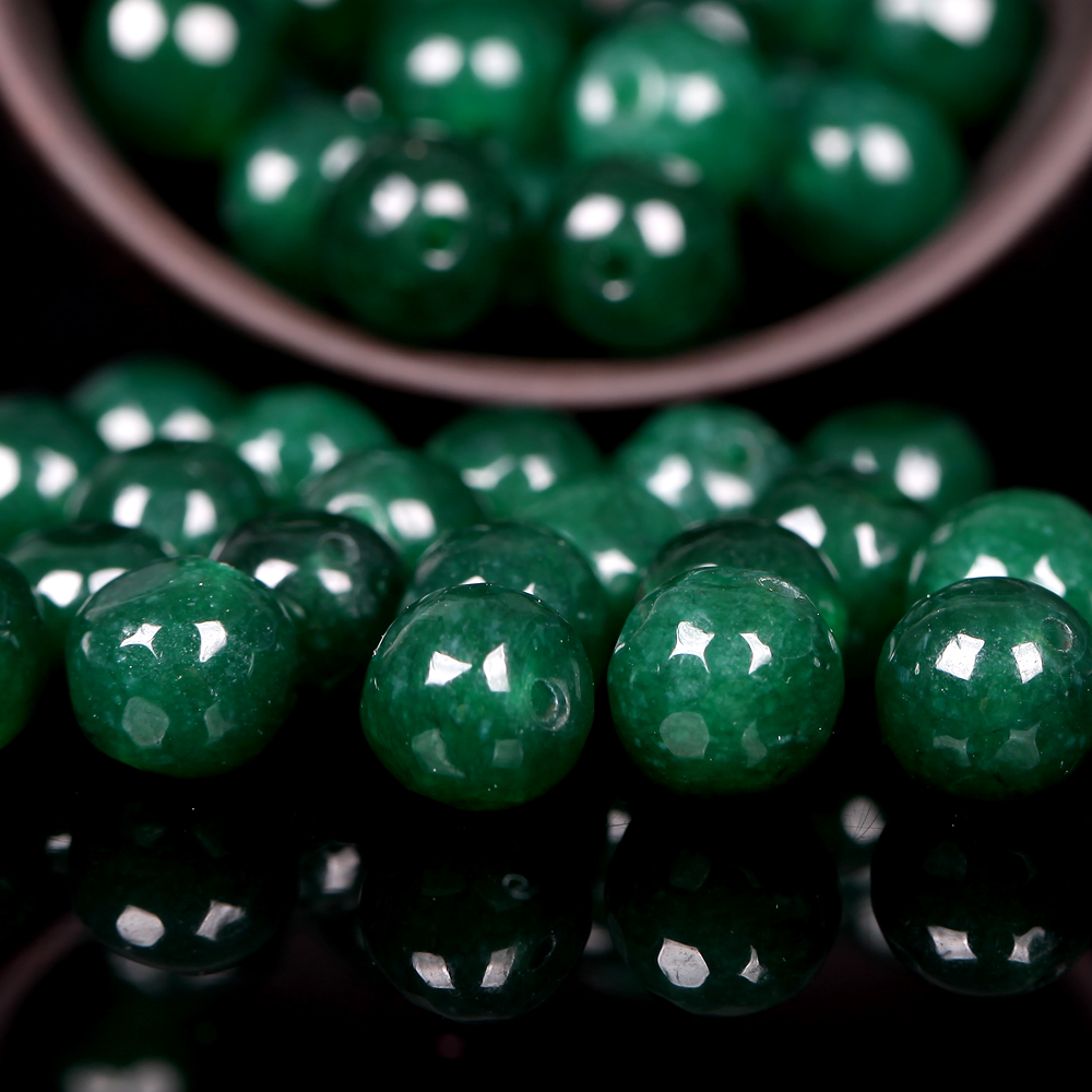 Natürliche grüne Schatz Smaragde Jade Stein Runde lose Perlen für Schmuckherstellung 4/6/8/10/12mm DIY Armband Halskette