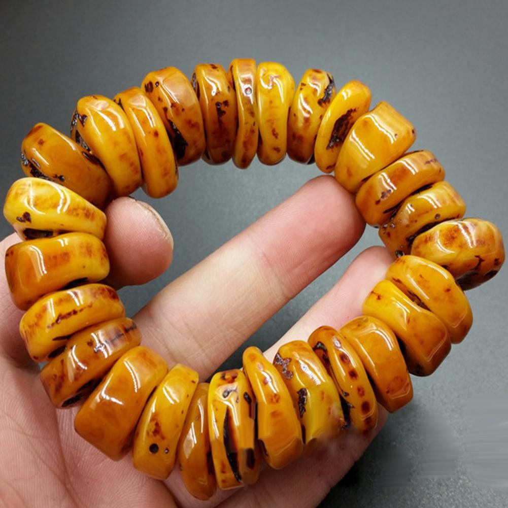 Moda explosión ámbar Natural cera de abejas piedra antigua ábaco pulsera con cuentas joyería de mano accesorio regalo hombres brazalete amarillo