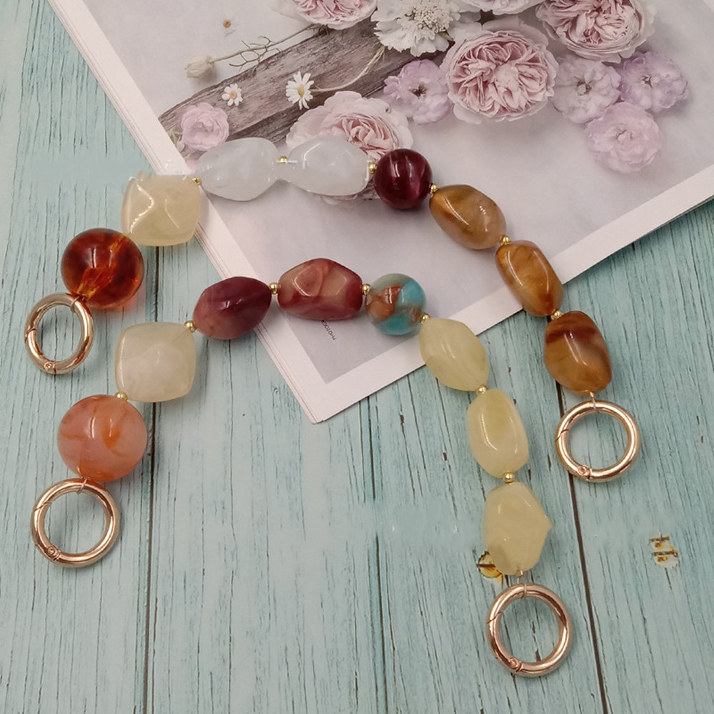 1Pcs ใหม่สีสันอะคริลิคกระเป๋าถือสายคล้องลูกปัดเปลี่ยนได้เรซิ่นหินกระเป๋าสตางค์กระเป๋า DIY กระเป๋าอุปกรณ์เสริม