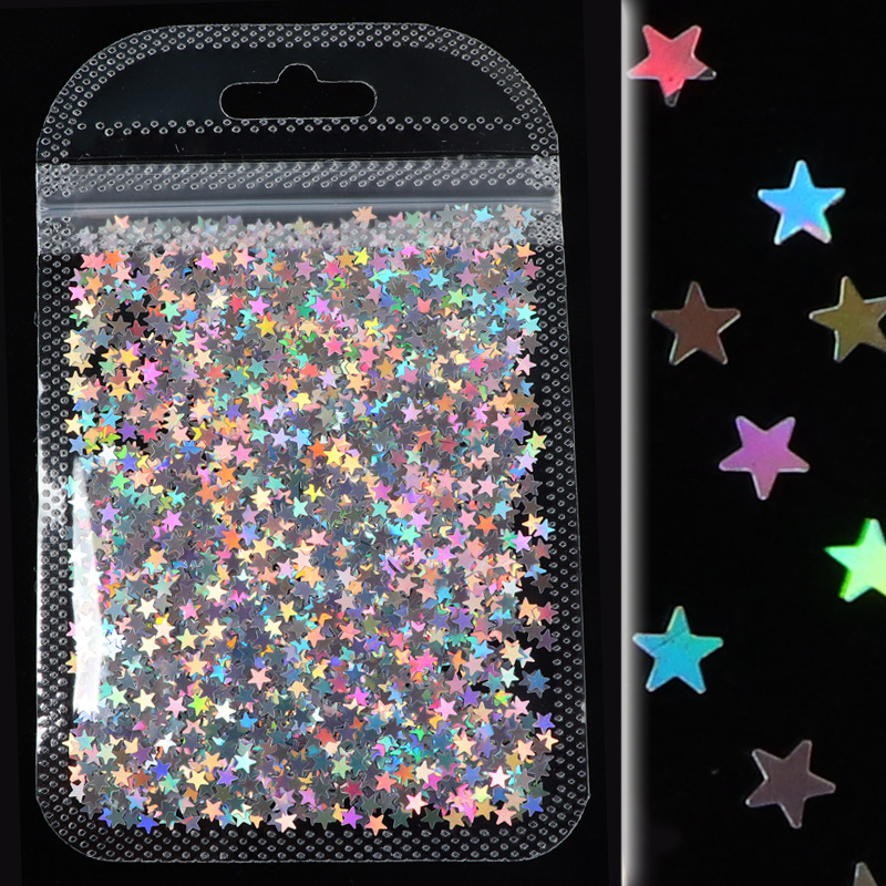 12 Kleuren Holografische Nail Glitter Pailletten Kleurrijke Sterren Confetti Laser Glitter Nail Art Vlok 3D Manicure Decals Nail Supply