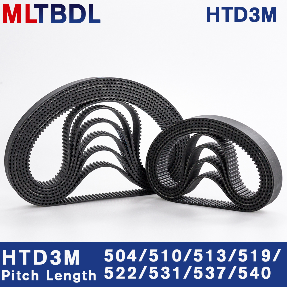 HTD 3M Timing Belt 504/510/513/519/522/531/537/540mm 6/9/10/15mm Width  RubbeToothed Belt Closed Loop Synchronous Belt pitch 3mm