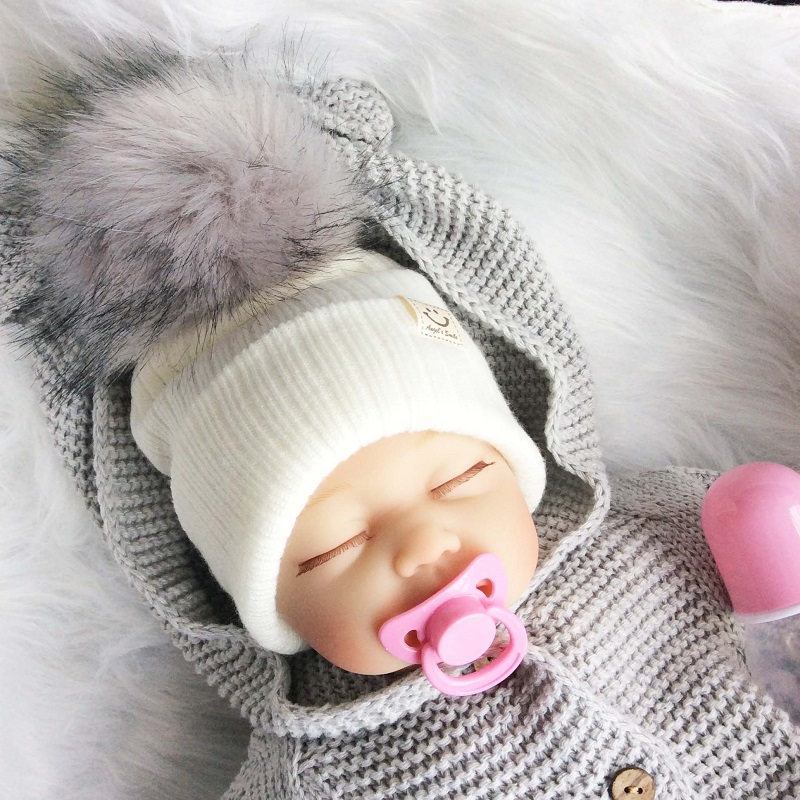 Inverno bebê menino menina pompom artificial chapéu de malha criança crianças bonés com pompom recém-nascido fotografia adereços