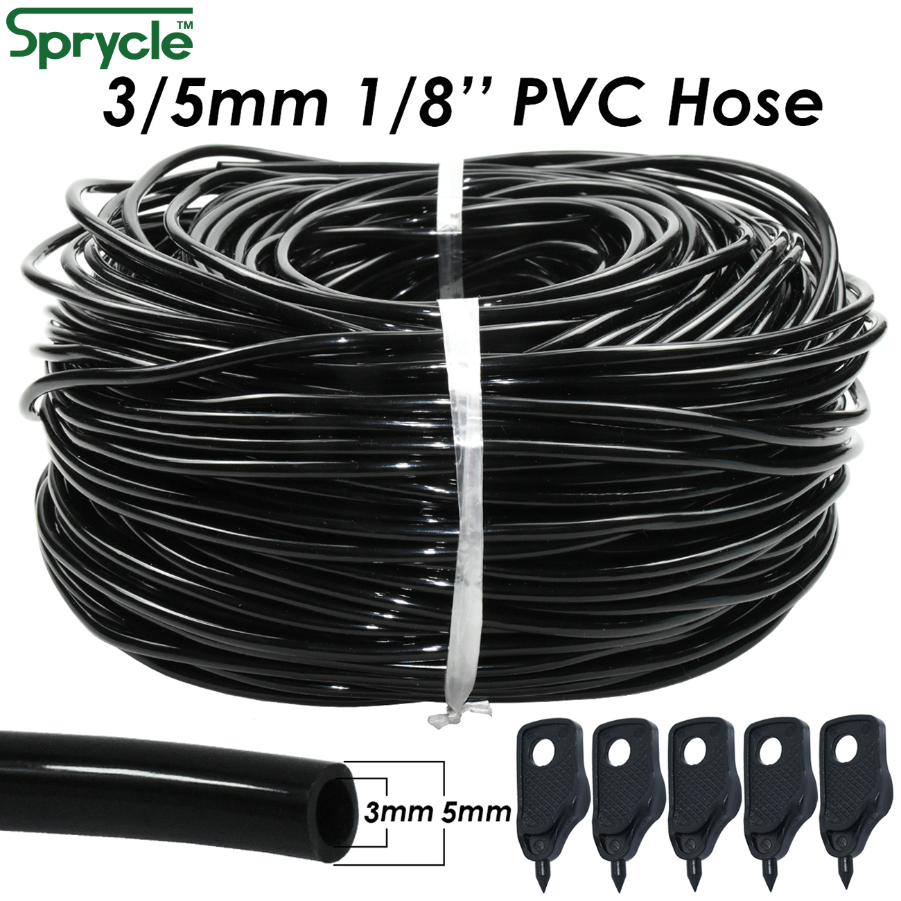 Sprcycle 10-120M 3/5mm wąż PVC z mikrootworami System nawadniania w/ Puncher 1/8 ''rury ogrodowe rury strzałka Dripper rośliny szklarnia