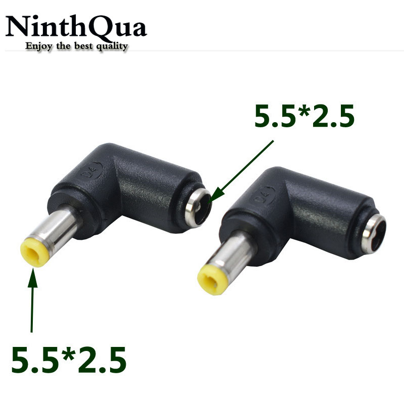 1/2/5 Buah Steker Konverter Daya DC 5.5X2.5Mm Betina Berubah Menjadi Konektor Adaptor Jantan 90 Derajat 5.5X2.5Mm