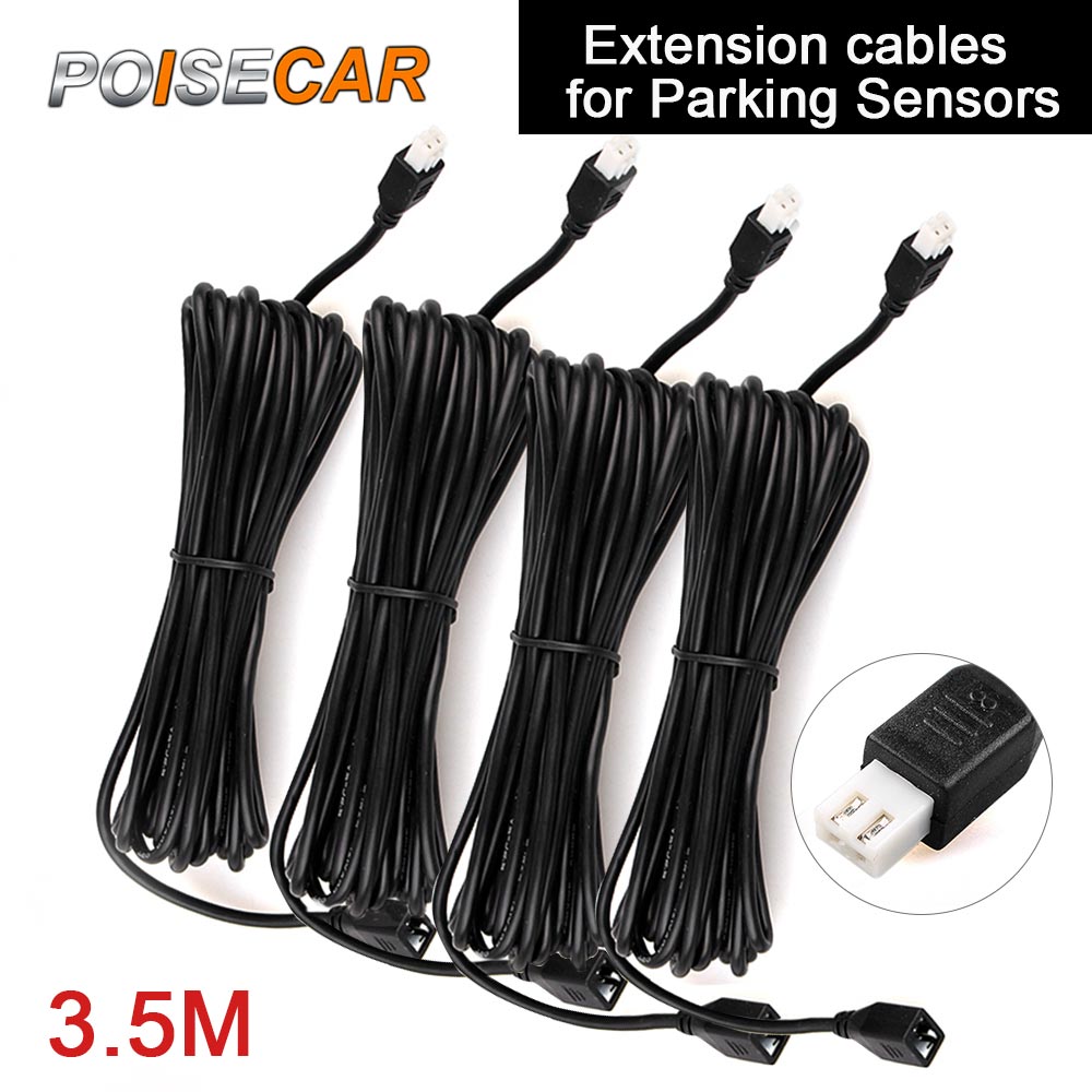 Cable de extensión de cobre puro de 2 pines, 4 Uds., para Radar de marcha atrás para sensores de estacionamiento, Cable de Radar de extensión de 3,5 metros