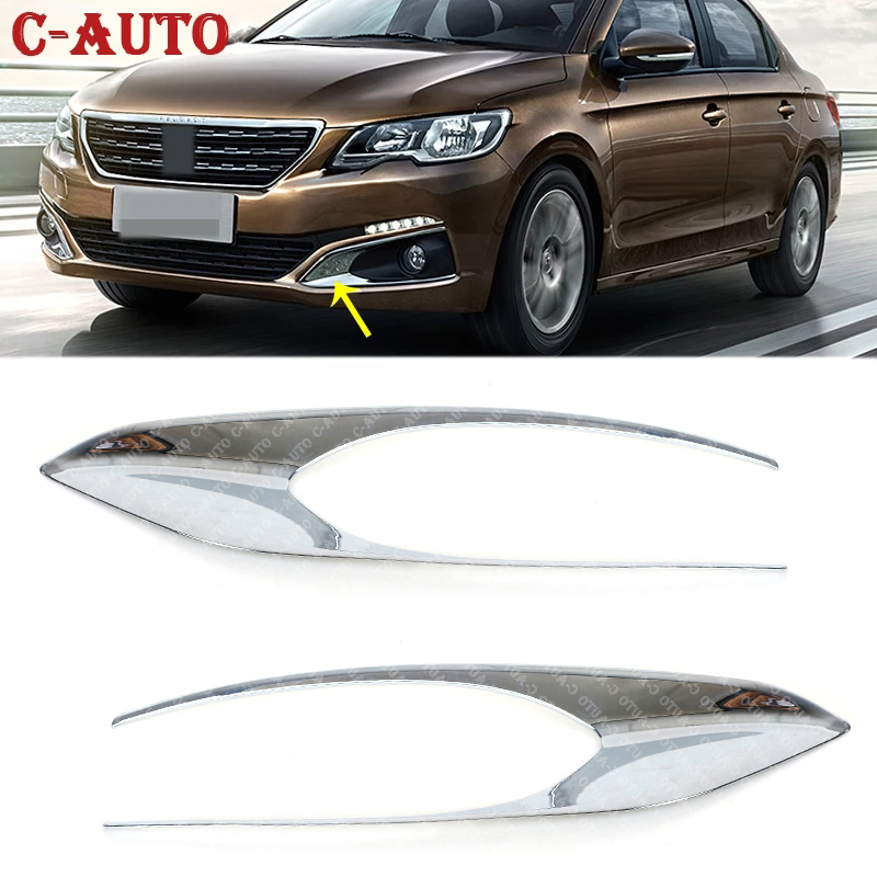 2 Stuks Auto Abs Spiegel Chroom Links En Rechts Voor Mistlicht Doos Cover Case Stickers Trim Voor Peugeot 301 2017 Onderdelen Accessoires