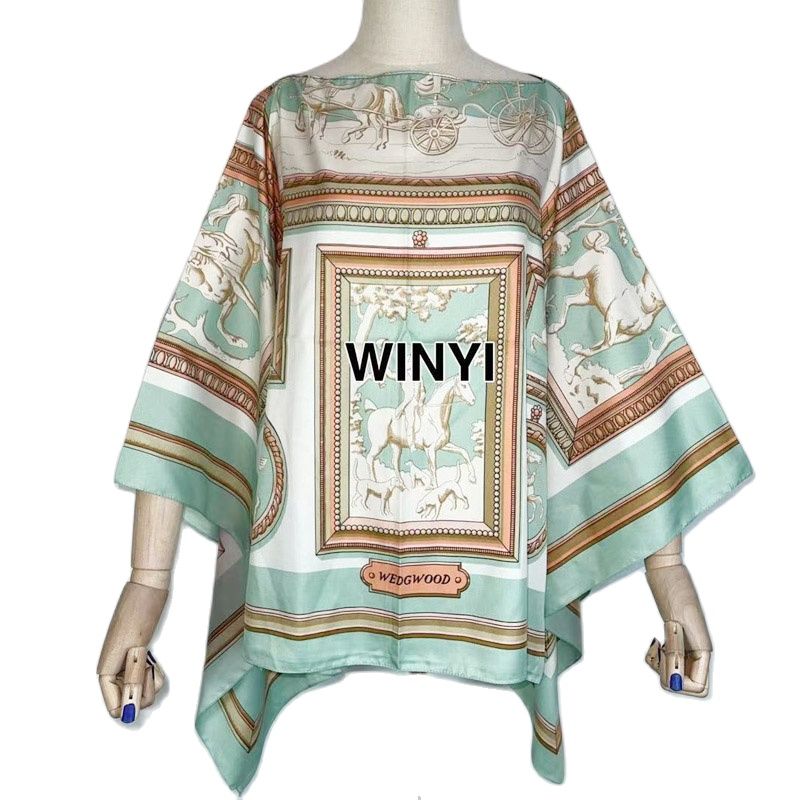 ใหม่พิมพ์ผ้าไหมยุโรปฤดูร้อน Bohemian Beach เสื้อผ้า Batwing Sleeve Abayas ผ้าไหม Cover-Ups Poncho ชุดสำหรับ Wonmen