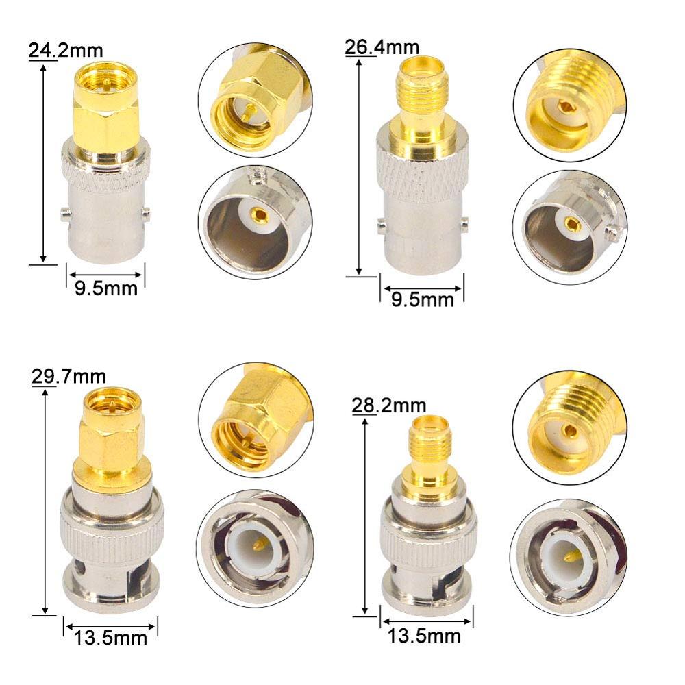 1-10Pcs Connector RF adapter BNC-SMA BNC Male Jack Nickel Plating To SMA Female Plug Gold Plating Jack RF Connector Straight