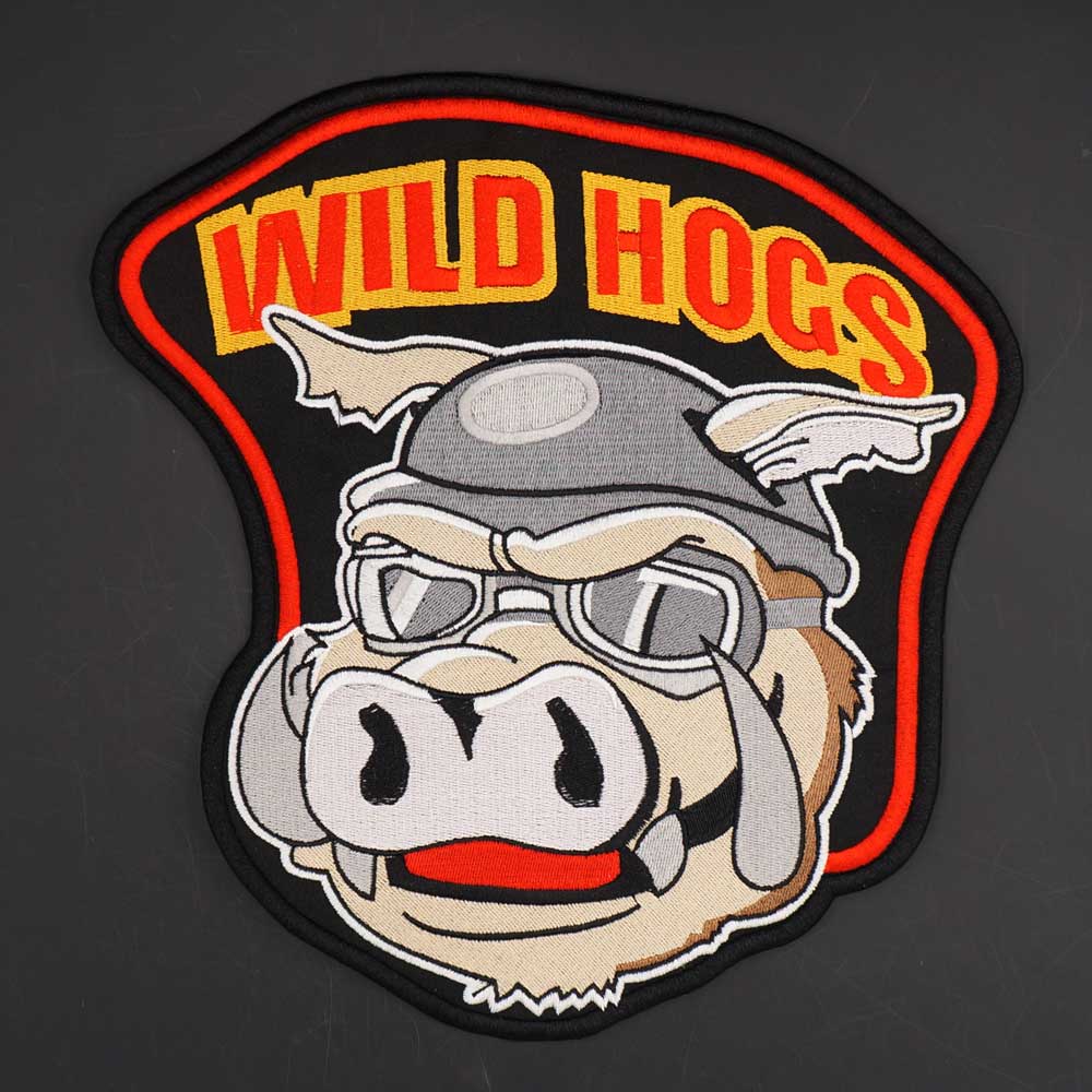 Duże haftowane motocykle WILD HOGS MC Męskie naszywki motocyklowe Aplikacja odzieżowa