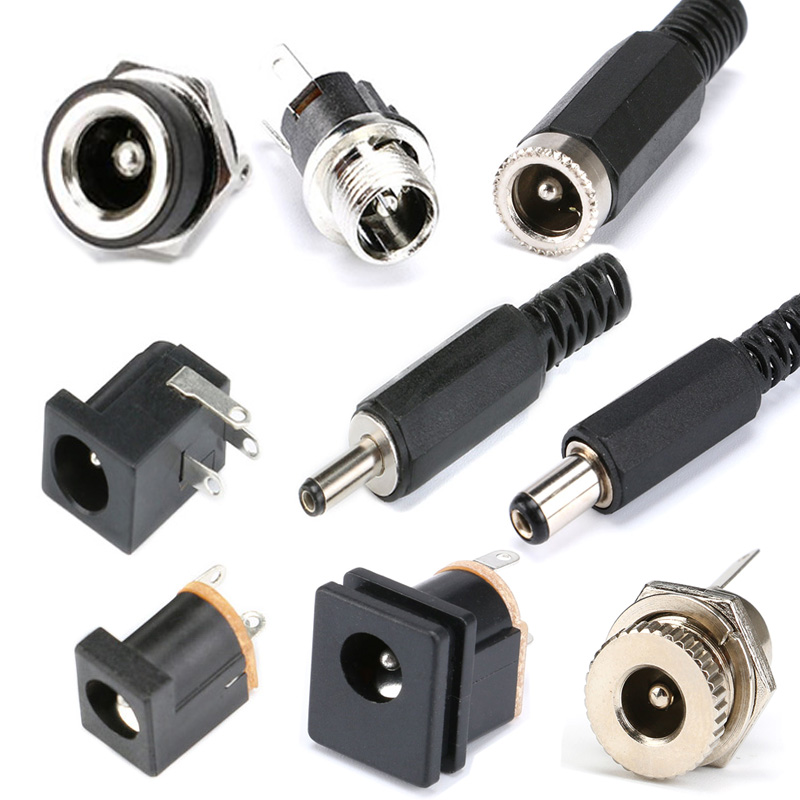10 Buah Konektor DC 5.5X2.1Mm 3.5X1.3Mm DC Steker Listrik Pria Wanita Soket Panel Kacang Dudukan Konektor Adaptor Daya DC 5.5*2.1